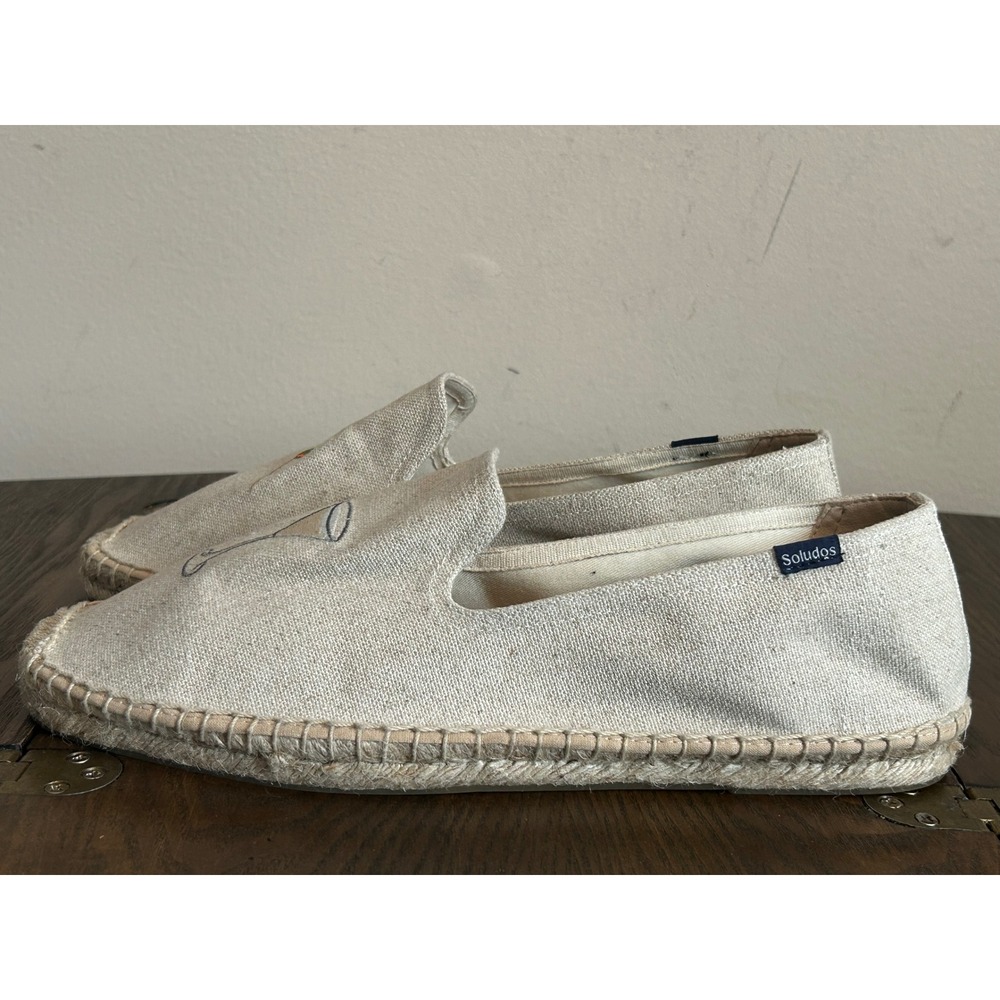 Soludos Dry Martini Smoking Slipper Men's size 13 Beige Slip On Espadrille